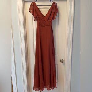 David’s Bridal Flutter Sleeve Dress in Cinnamon
